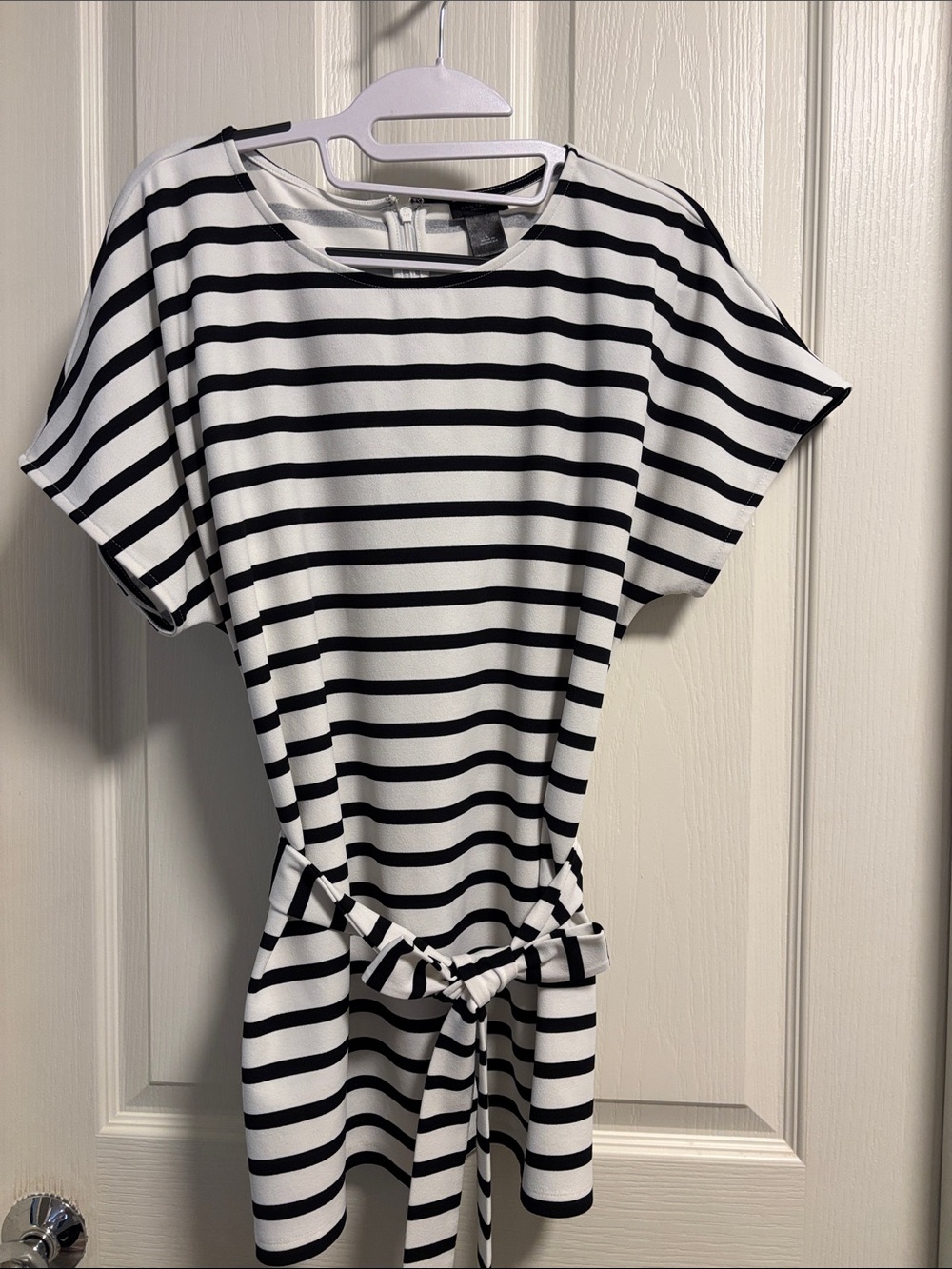 Ann Taylor Factory Black & White Striped Tie-Waist Tunic